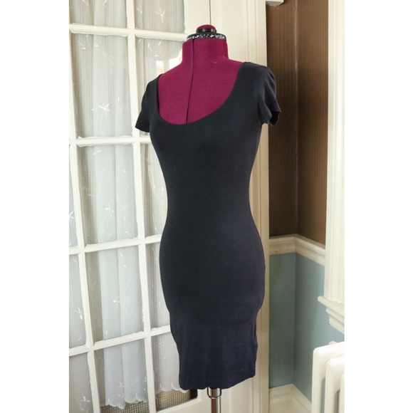H&M Basic Black Stretchy Knee Length Tight Dress ! - Picture 5 of 8